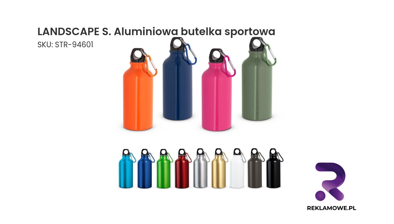 LANDSCAPE S. Aluminiowa butelka sportowa z karabińczykiem 400 ml LANDSCAPE S. Aluminiowa butelka sportowa