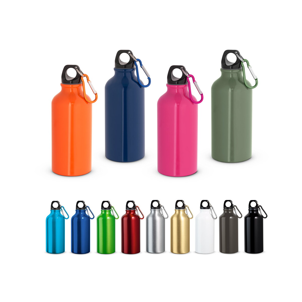LANDSCAPE S. Aluminiowa butelka sportowa z karabińczykiem 400 ml 94601_set