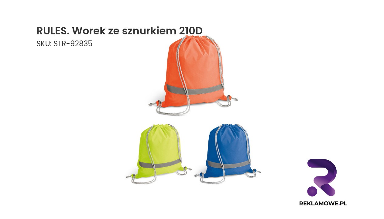 RULES. Worek ze sznurkiem, 210D RULES worek ze sznurkiem 210D – lekki worek sportowy na plecy